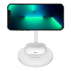 Cargador Inalámbrico Dual Pure Gear Magnetico Blanco 20w