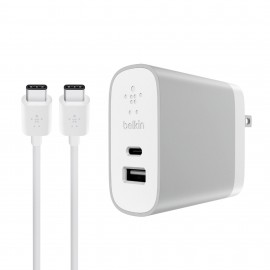 Cargador De Pared Belkin 2 Puertos Usb-A Y Tipo C Blanco 27 W