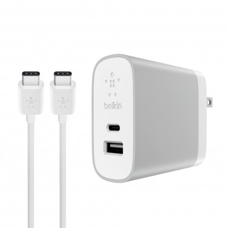 Cargador De Pared Belkin 2 Puertos Usb-A Y Tipo C Blanco 27 W