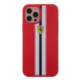 Funda Ferrari Silicone Lines iPhone 12 Pro/12 Rojo