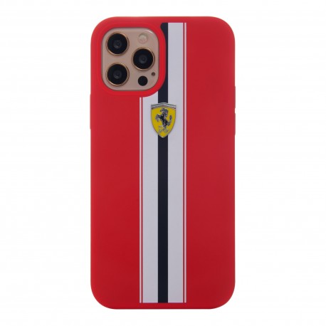 Funda Ferrari Silicone Lines iPhone 12 Pro/12 Rojo
