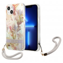 Funda Guess Flower Stripe iPhone 13 Morado