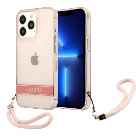 Funda Guess Translucent Stripe Rosa Iphone 13 Pro Max