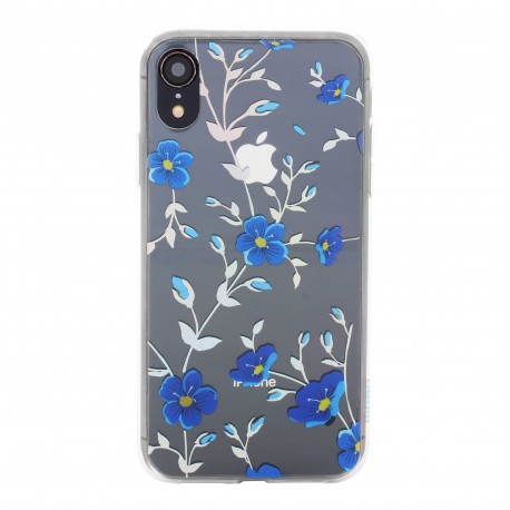 Funda Mobo Design Collection Flora iPhone XR Transparente/Azul